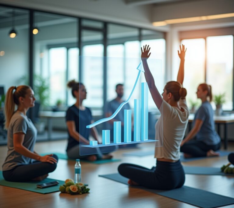 CFO reviewing a wellness ROI report on a tablet