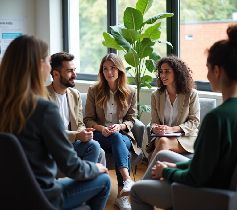 Employee openly discussing mental health in a team circle