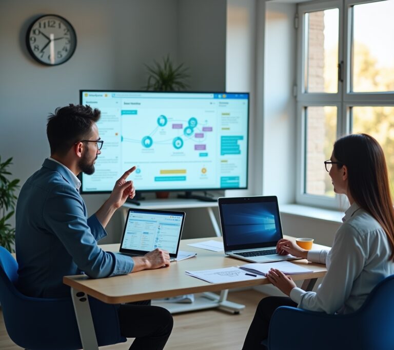 Manager recording a Loom video at their desk instead of calling