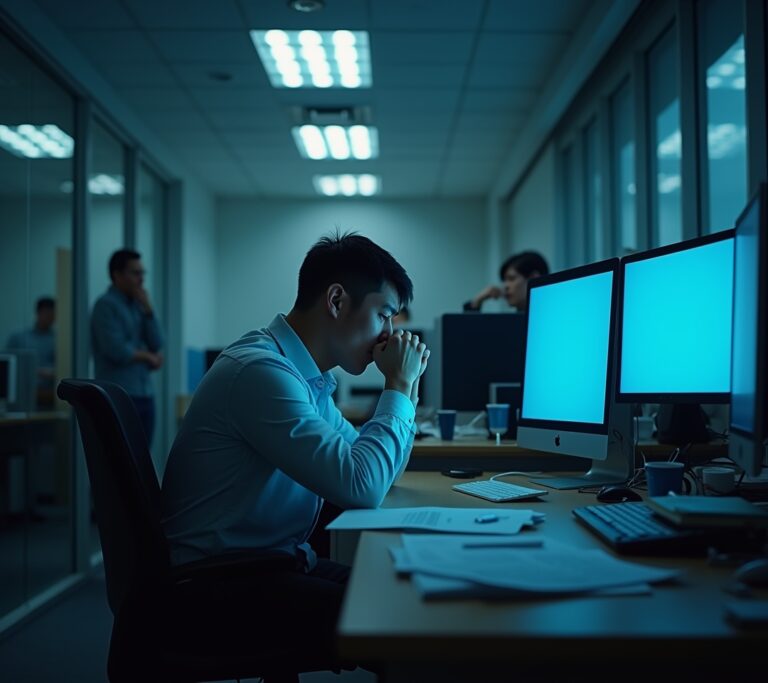 Employee looking uncomfortable during an aggressive conversation